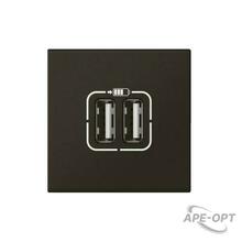 Изображения товара Розетка USB А+А для зарядки двойная - Mosaic - 2 модуля - матовая черная | 079194L | Legrand