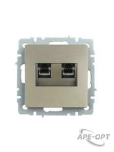 Изображения товара BRITE Розетка компьютерная 2-ая RJ45 кат.5E РК10-2-БрШ шампань | BR-K20-1-K37 | IEK