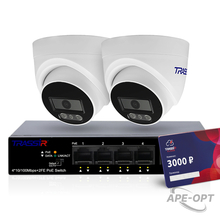 Изображения товара Комплект: 2 камеры TR-Lite L2S5 + Коммутатор TR-NS1106-60-4POE + TRASSIR Облако 3000