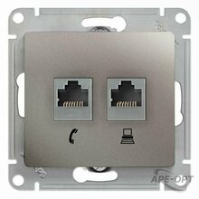 Изображения товара Glossa Платина Розетка 2-ая RJ11+RJ45, кат.5E | GSL001285 | SE