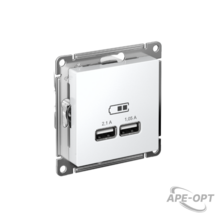 Изображения товара AtlasDesign Лотос USB Розетка A+A, 5В/2,1 А, 2х5В/1,05 А, механизм | ATN001333 | SE