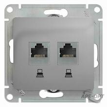 Изображения товара Glossa Алюминий Розетка 2-ая компьютерная RJ45+RJ45, кат.5E | GSL000385KK | SE