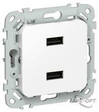 Изображения товара FLITE Розетка USB A+A 2,1А РЮ-2-ФлБ белый | FI-U21-D31-K01 | IEK