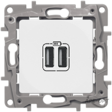 Изображения товара Etika Белый Розетка USB 2-ая 240В/5В 2400мА | 672294 | Legrand