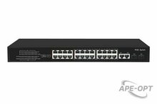 Изображения товара GL-SW-F005-24P - Коммутатор GIGALINK, неуправляемый, 24 PoE (802.3af/at) порта 10/100Мбит/с 1-8 порт до 250 метров cat.6, 2 * COMBOSFP 1000Мбит/с, 300Вт