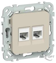 Изображения товара FLITE Розетка 2-ая компьютерная RJ45 кат.5Е UTP РК5е-2-0-ФлЛ льняной | FI-K22-1-K88 | IEK