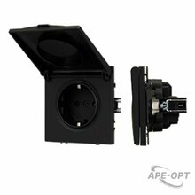 Изображения товара ARL NOBE Розетка зк со шторками и крышкой софт-тач черный оникс SCT-MCP-SFPL-BK (250V, 16A) | 054281(1) | Arlight