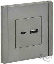 Изображения товара FORTE&PIANO Розетка USB A+C 18Вт FP551 сталь | FP-U22-018-K46 | IEK