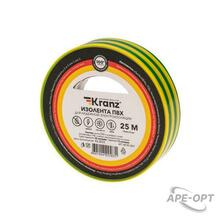 Изображения товара Изолента ПВХ 19 мм х 25 м, желто-зеленая | KR-09-2207 | Kranz