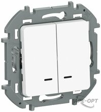 Изображения товара Inspiria Белый Выключатель 2-клавишный с подсветкой сх5L 10АХ быстрозажимные клеммы | 6736301 | IEK