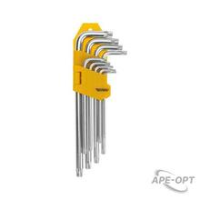Изображения товара Набор ключей имбусовых Tamper-Torx 9 шт., ТТ10-ТТ50, закаленные, удлиненные, никель | KR-12-5221 | Kranz
