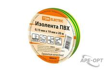 Изображения товара Изолента ПВХ 0,15х19мм Желто-Зеленая 20м | SQ0526-0007 | TDM