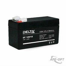Изображения товара DT 12012 - Аккумулятор Delta герметичный Свинцово-кислотный, 12В/1.2Ач, ножевые клеммы 4.8 мм (F1), 97х43х52мм, 0,58кг