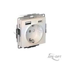 Изображения товара AtlasDesign Жемчуг Розетка 16А c 2 USB A+C, 5В/2,4А/3,0А, 2х5В/1,5А, механизм | ATN000432 | SE