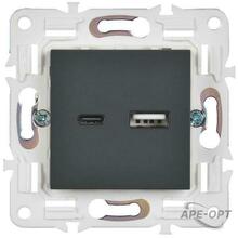 Изображения товара SKANDY Розетка USB A+C 18Вт SK-R13G графит | SK-U22-018-K53 | IEK