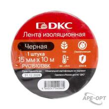 Изображения товара Лента изоляционная ПВХ 15x0,13 10м в рулоне Черная | PVC151013BK | DKC
