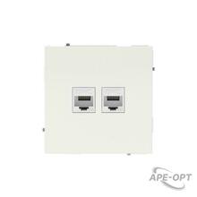 Изображения товара Компьютерная розетка RJ-45 без шторки, кат.6А двойная, KANT, белая магнолия | 7000674 | DKC