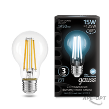 Изображения товара Лампа светодиодная Filament А60 15W 1450lm 4100К Е27 LED 1/10/40 | 102902215 | Gauss