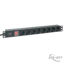 Изображения товара Блок розеток PDU TERACOM PRO 19" 1U 16А/250В 8 розеток Schuko 2 метра сечение 3x1,5 мм2 | TRP-HPD-LS-16A-8SH-2MSH | EKF