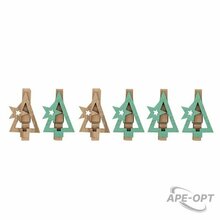 Изображения товара Деревянные прищепки Новогодняя ель 14,5x4,5x1,6 cм, 6 шт, | 504-031 | NEON-NIGHT