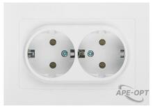 Изображения товара Розетка Intro Accent 6-205-01 2X2P+E Schuko, 16А-250В, IP20, СУ, AL/CU, белый | Б0063485 | Intro