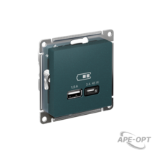 Изображения товара AtlasDesign Изумруд USB Розетка A + тип-C 45W высокоскоростной заряд QC PD | ATN000829 | SE