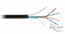 Изображения товара EC-UF004-5E-PE-SW-BK Кабель NETLAN F/UTP 4 пары, Кат.5e (Класс D), 100МГц, одножильный, BC (чистая медь), внешний, PE до -40C, с одножильным тросом, черный, 305м