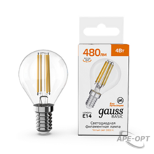 Изображения товара Лампа светодиодная Basic Filament Шар 4W 480lm 3000K E14 LED 1/10/50 | 50512142 | Gauss