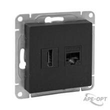 Изображения товара Механизм розетки HDMI+RJ45 (cat5), чёрный Эпика EKF | UP1-SOB-HDMI+RJ45 | EKF