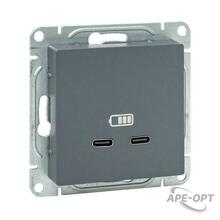 Изображения товара Механизм розетки USB-C - 2шт, графит Эпика |UP1-SOG-2USBC| EKF