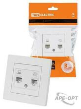 Изображения товара Розетка телефонная RJ11 + компьютерная RJ45 белая "Сенеж" | SQ1816-0048 | TDM