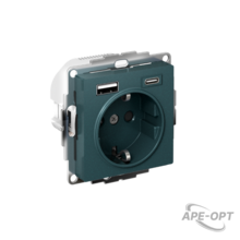 Изображения товара AtlasDesign Розетка 16А c 2 USB A+C, 5В/2,4А/3,0А, 2х5В/1,5А, механизм, Изумруд | ATN000832 | SE
