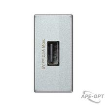 Изображения товара Simon Connect Зарядное устройство USB, К45, узкий модуль, 5 В, 2,1 А, алюминий | K126D-8 | Simon