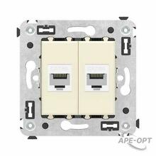 Изображения товара Компьютерная розетка RJ-45 без шторки в стену, кат.6А двойная, "Avanti", "Ванильная дымка" | 4405674 | DKC