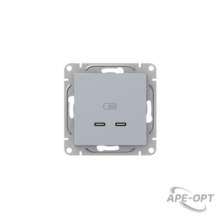 Изображения товара Механизм розетки USB-C - 2шт, алюминий Эпика EKF | UP1-SOA-2USBC | EKF