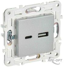 Изображения товара SKANDY Розетка USB A+C 18Вт SK-R13S серебряный | SK-U22-018-K23 | IEK