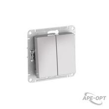 Изображения товара AtlasDesign Aqua Алюминий Выключатель 2-клавишный IP44,сх.6, 10АХ,механизм, быстрозажимные клеммы | ATN440351S | SE