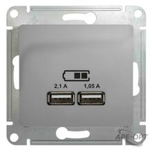 Изображения товара Glossa Алюминий Розетка USB A+A, 5В/2,1 А, мех | GSL000333 | SE