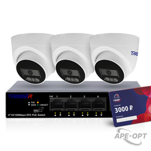 Изображения товара Комплект: 3 камеры TR-Lite L2S5 + Коммутатор TR-NS1106-60-4POE + TRASSIR Облако 3000