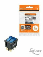 Изображения товара KCD3-221N 250В AC/DC, 1P, 15А, (6с), ON-OFF, черный корпус, две синие клавиши, LED | SQ0746-0158 | TDM