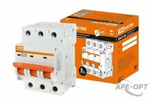 Изображения товара Выключатель автоматический трехполюсный ВА47-60 3Р 25А 6кА х-ка D TDM