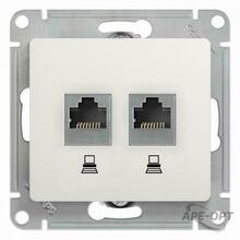 Изображения товара Glossa Белый Розетка 2-ая компьютерная RJ45+RJ45, кат.5E | GSL000185KK | SE