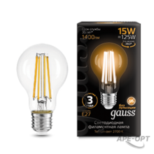 Изображения товара Лампа светодиодная Filament А60 15W 1400lm 2700К Е27 LED | 102902115 | Gauss