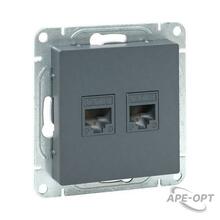 Изображения товара Механизм розетки RJ45 - 2шт, (cat5), графит Эпика |UP1-SOG-2RJ45-5| EKF