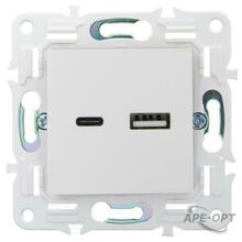 Изображения товара SKANDY Розетка USB A+C 3,1А SK-R14W арктический белый | SK-U22-D31-K01 | IEK