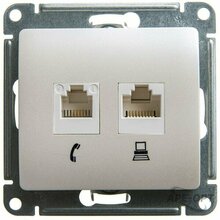 Изображения товара Glossa Перламутр Розетка 2-ая RJ11+RJ45, кат.5E | GSL000685 | SE