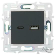 Изображения товара SKANDY Розетка USB A+C 3,1А SK-R14G графит | SK-U22-D31-K53 | IEK