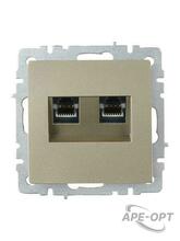 Изображения товара BRITE Розетка двойная RJ11+RJ45 кат.5E РК/Т12-БрШ шампань | BR-KT20-O-1-K37 | IEK