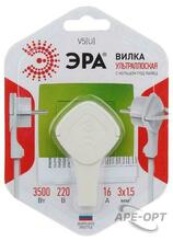 Изображения товара Вилка ультраплоская c/з 16A с кольцом белая V5(U) | Б0026331 |ЭРА
