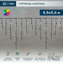 Изображения товара Бахрома (Айсикл) 4,8х0,6м 176 LED RGB черный ПВХ IP65 свечение с динамикой 230В нужен контроллер 245-908 | 245-208 | NEON-NIGHT